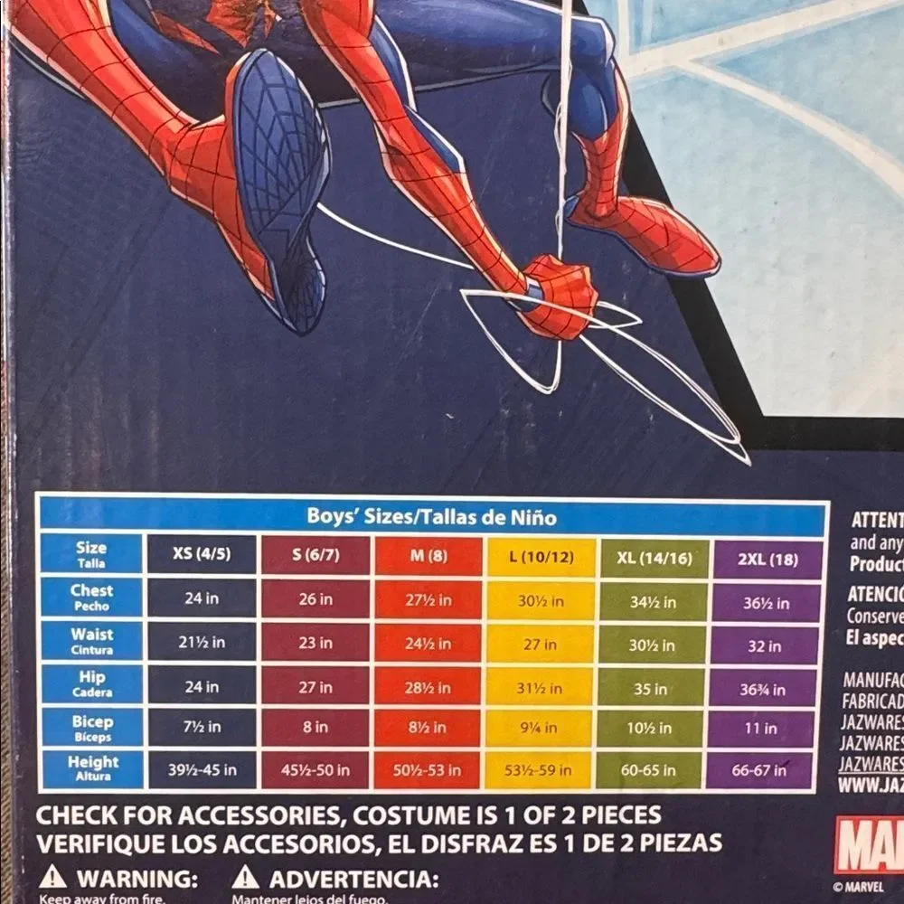 Kids Marvel Spider-Man Padded Costume Halloween Size M (8) NWT